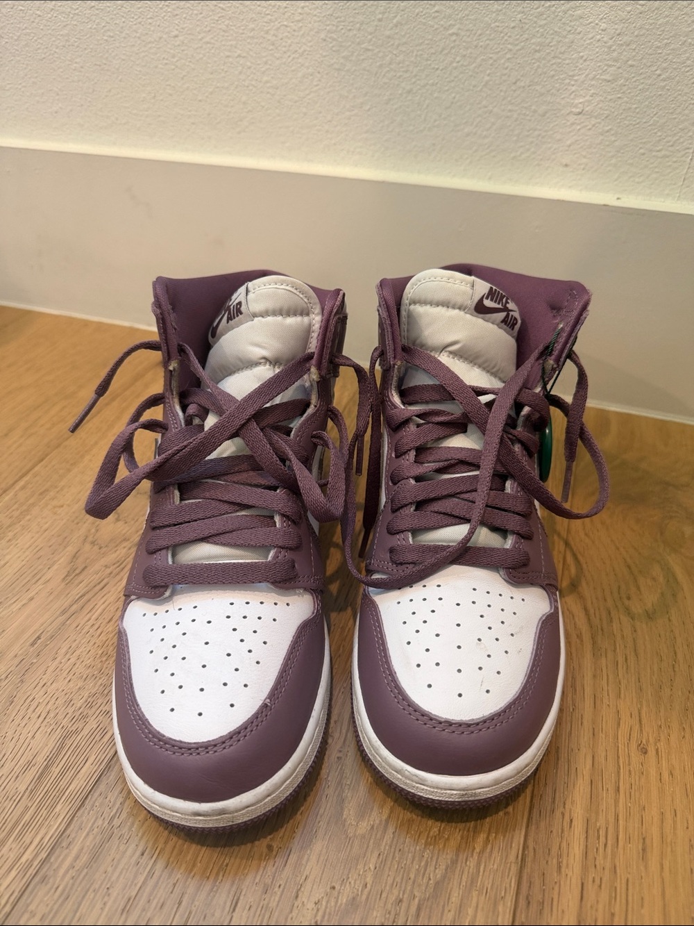 Nike Air Jordan 1 Mid Mauve and White High-Top Sneakers - Picture 2 of 7